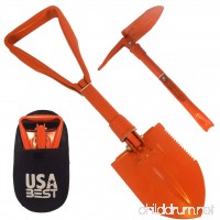 USA Best Small Emergency Folding Shovel with Pick Axe - keep it in your car or take it camping as a survival kit tool (Orange) - B01M6ZM03E