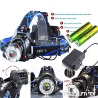 20000 Lumens LED Headlamp Flashlight Waterproof Rechargeable Zoomable Adjustable Focus Headlight Camping Hiking Hunting Running Working Sports 3 Switch Mode high/low/strobe 2 Batteries/Charger (Blue) - B078CQWFHD