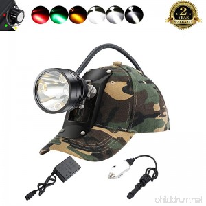 Bright Cree LED Headlamp-Red&Green Light For Coon Hog Predator Hunting/Amber Light For Bowfishing/3 White Light Mode For Mining Hiking Camping Equipped Rechargeable Battery/Included Instruction Manual - B07BK5QY9K