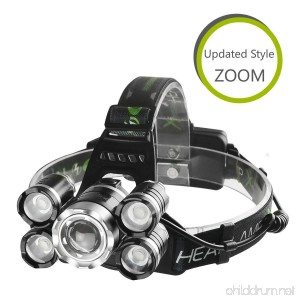 LED Headlamp Flashlight X-BALOG Zoomable 5 Light 4 Modes 2300 Lumen Rechargeable 18650 Headlight Flashlights High Power Waterproof Headlamps LED for Camping Biking Hunting Fishing and Running - B0746GFRZS
