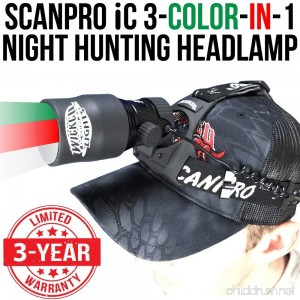 Wicked Lights ScanPro iC 3-Color-In-1 (Green Red White LED) Night Hunting Headlamp Kit With Intensity Control for Coyote Predator Varmint & Hogs - B079D4TX9D