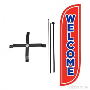 LookOurWay Welcome Feather Flag Complete Set with Poles & X-Stand 5-Feet - B06XPPYW38