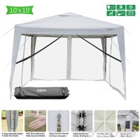 VINGLI 10' x 10' EZ POP UP Canopy Tent with 4 Removable Mesh Sidewalls Shelter Anti-UV Anti-Mosquito  Screen House Family Party Folding Instant Commercial Wedding Gauze Gazebo Wheeled Carry Bag White - B07CWSGTZL