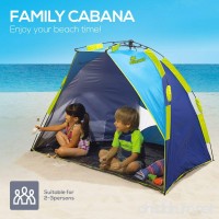 Beach Tent Shade Easy Setup  2-3 Person Portable Sun Shelter Pop Up with UV Protection UPF 50+ for Kids  Anti UV for Fishing Hiking Camping Holidays  Water Resistant with Carrying Bag  Blue - B073DVTSRC