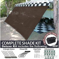 RV Awning Shade Motorhome Patio Sun Screen Complete Deluxe Kit (Brown) (8x14) - B07419LH22