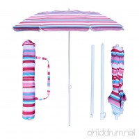SNAIL 6ft Folded Beach Umbrella with Tilt Portable Silver Coating Inside UV Protection Stripe - B078KFDL7T