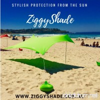 ZiggyShade Beach SunShade – Beach Tent + Sandbag Anchors & 4 FREE Pegs – UPF50+ Quality Lycra Fabric - Perfect Sun Shelter for Kids & Family at the Beach  Parks  Camping & Outdoors - B01J7ESE7K